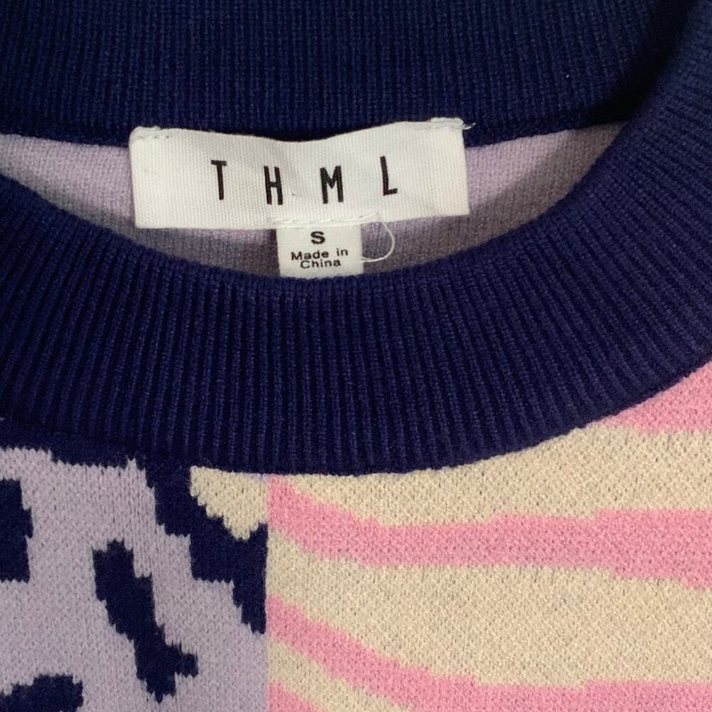Thml Too Wild Colorblock Mixed Print Sweater Size… - image 2